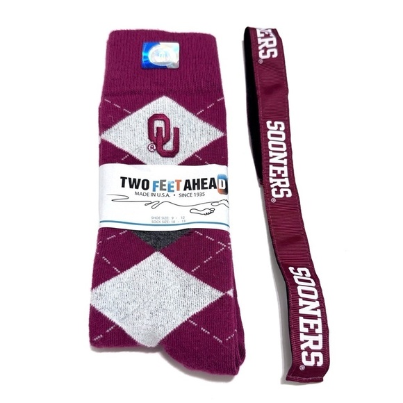 OU Sooners Crimson Tie Dye Tee Shirt 2 pairs of socks and Headband Size Medium - Picture 2 of 13